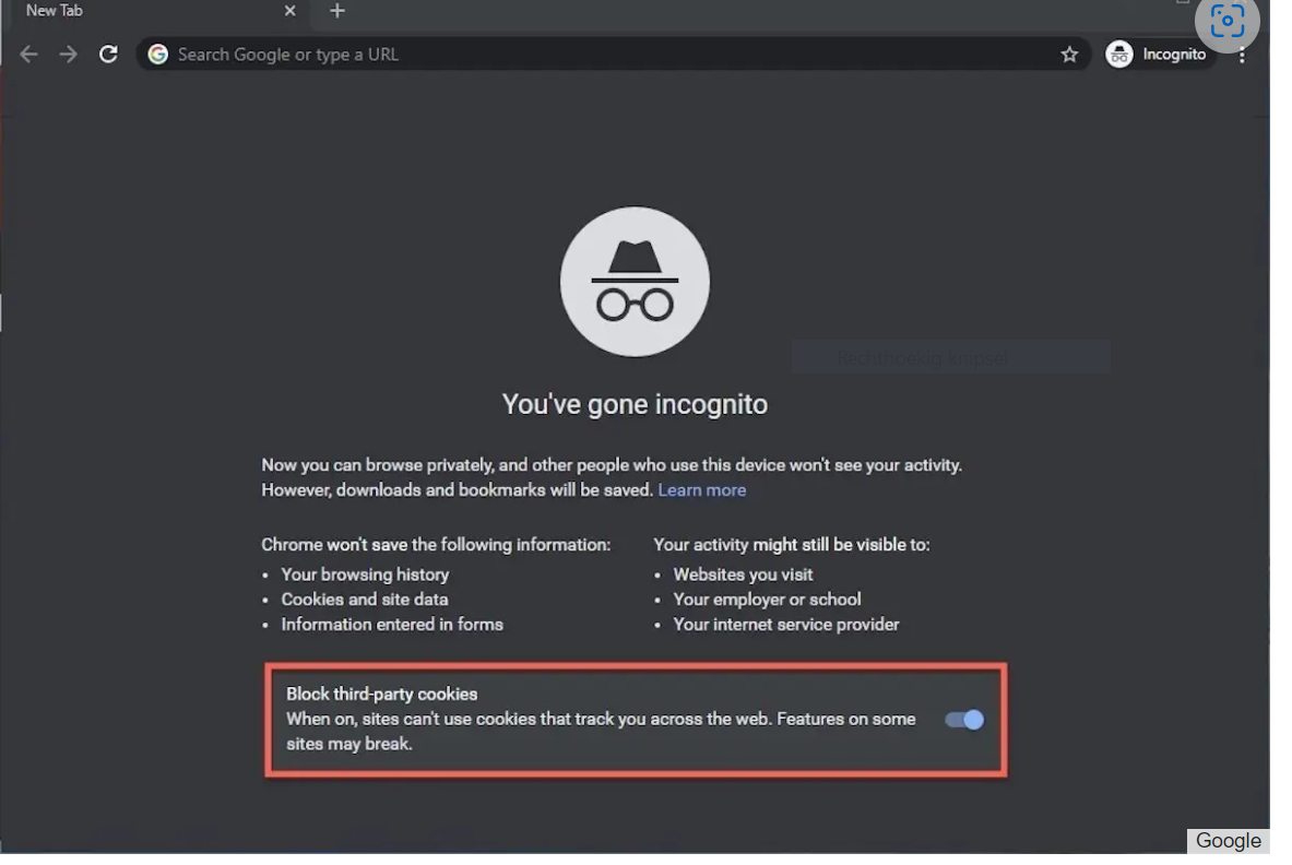 Je bekijkt nu Chrome’s incognito mode krijgt andere melding