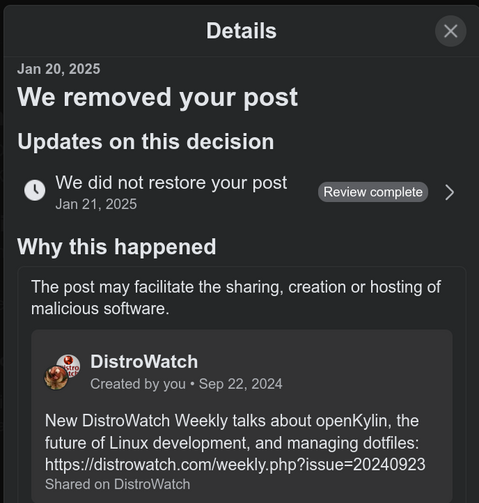 Lees meer over het artikel Meta blockte linux distributies van Facebook