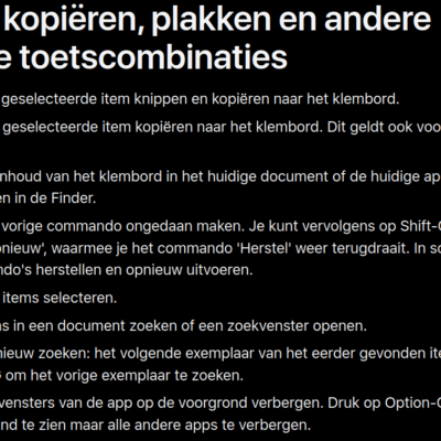 Lees meer over het artikel Toetsencombinaties op een mac