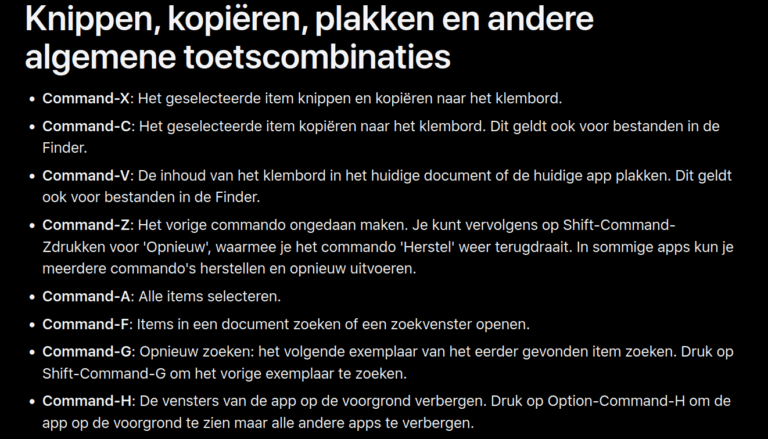 Lees meer over het artikel Toetsencombinaties op een mac